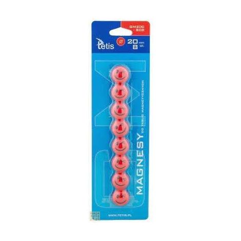 Magnesy Tetis 2cm Buźki Czerwone, 8szt